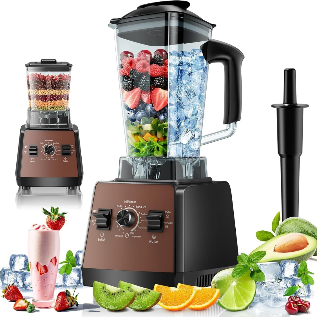 2400W Smoothie Blender & Grinder Combo, 25,000 RPM, 68oz BPA-Free