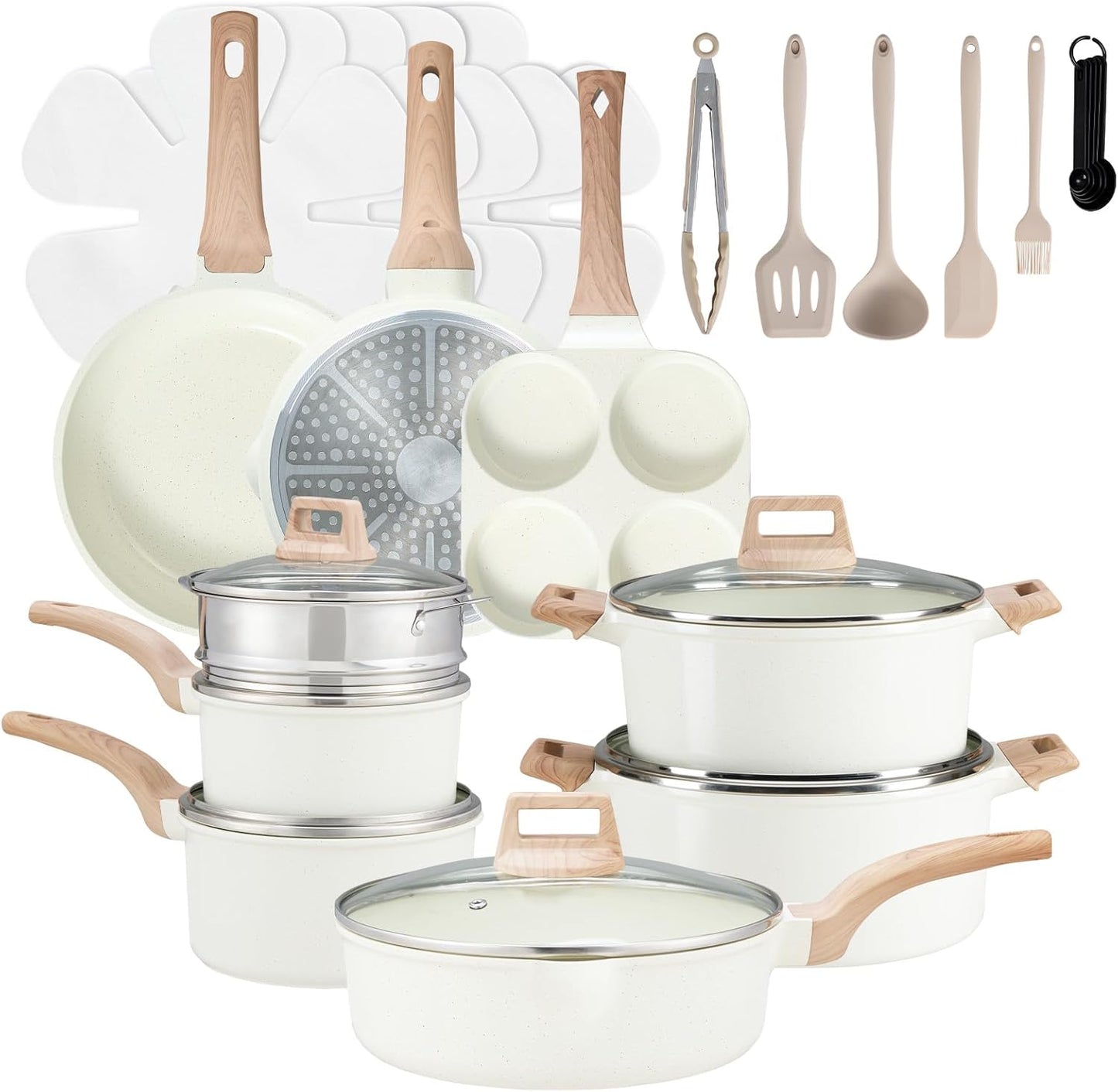25 Pcs Nonstick Cookware Set, Induction, Non-Toxic, PFOA-Free