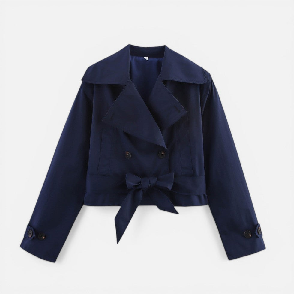 Adelaide | Tailored Cropped Trench Jacket with Belted Bow