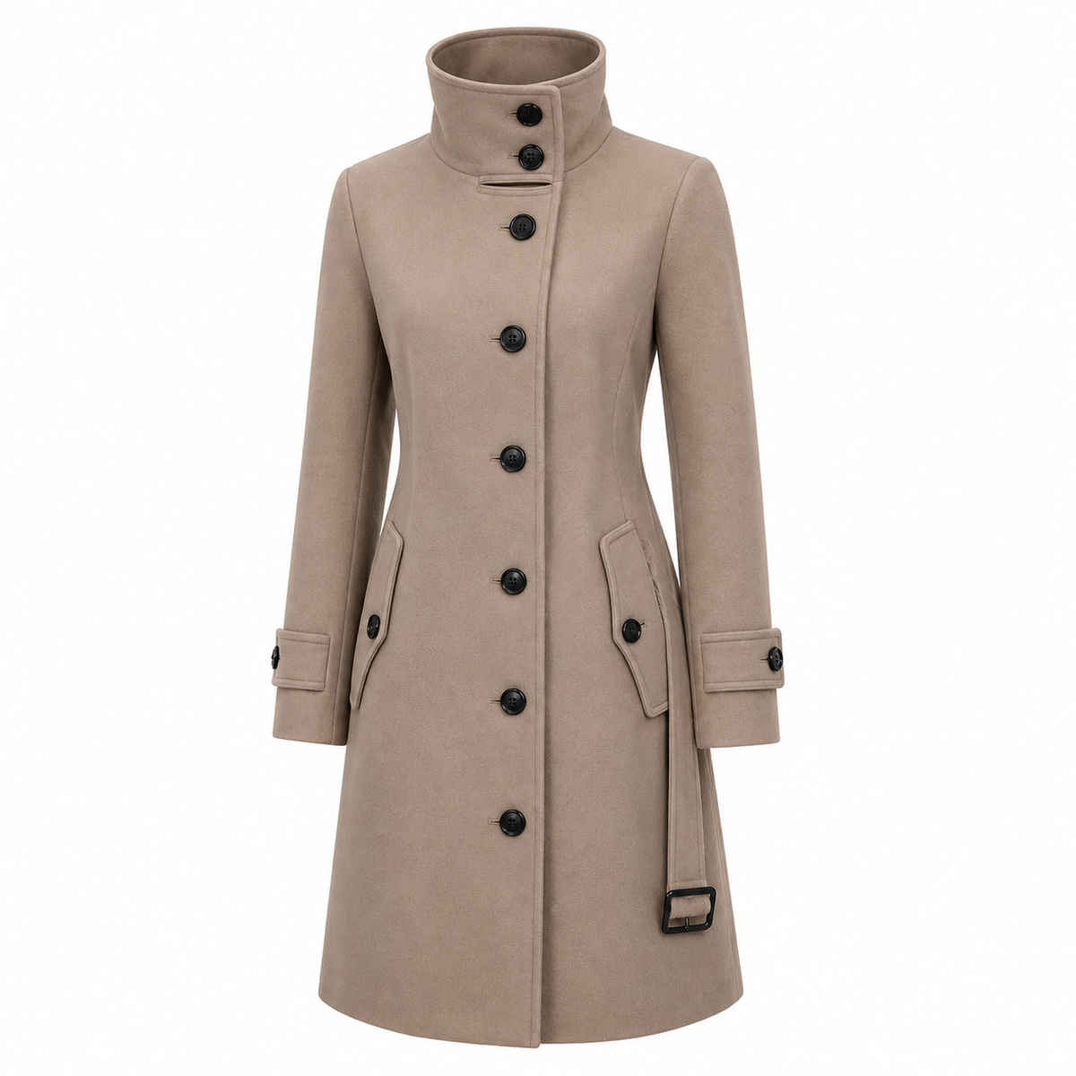 Avery | Women's Trench Coat - Stand Collar Statement Outerwear