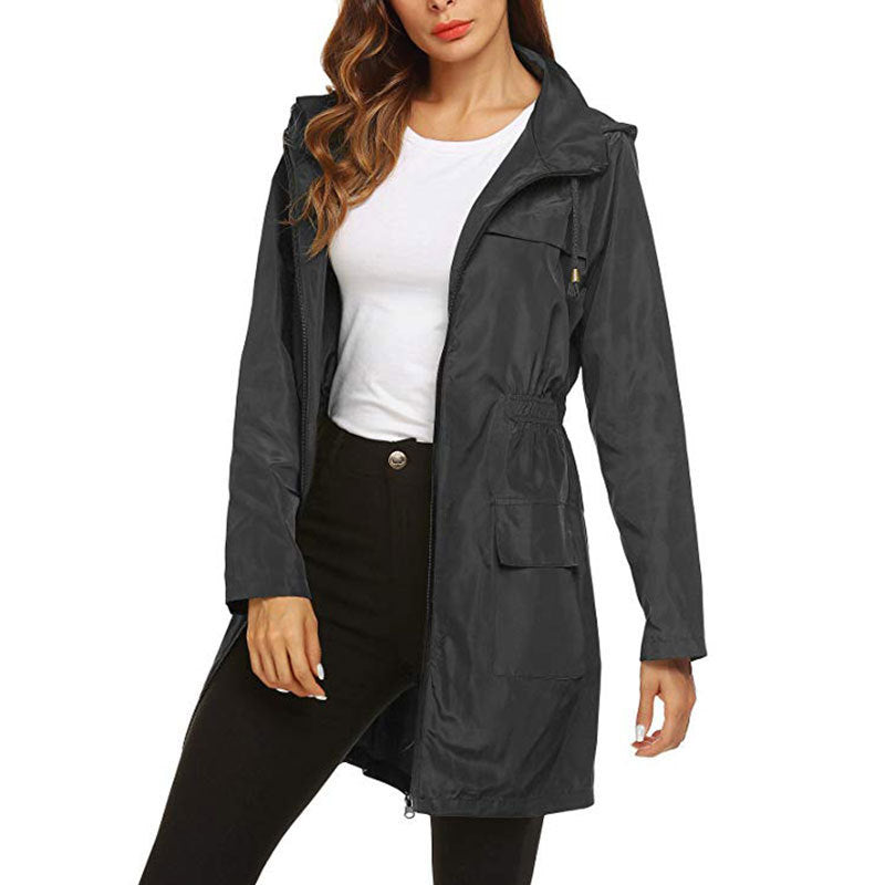 Kinsley | Women's Waterproof Rain Jacket - Hooded Drawstring Waist Elegant