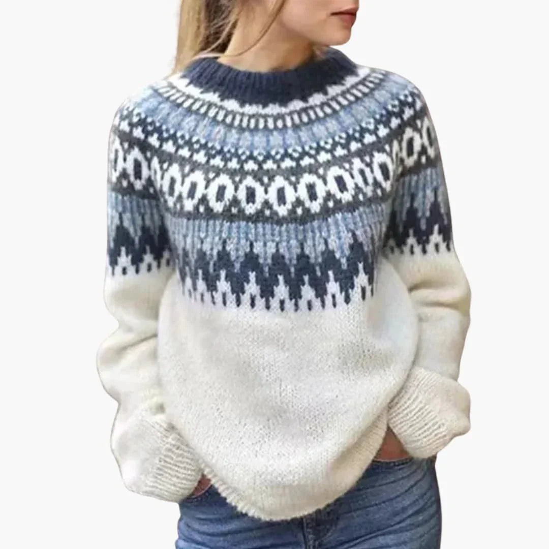Piper | Women's Knit Sweater - Nordic Pattern Long Sleeve Comfortable Fit