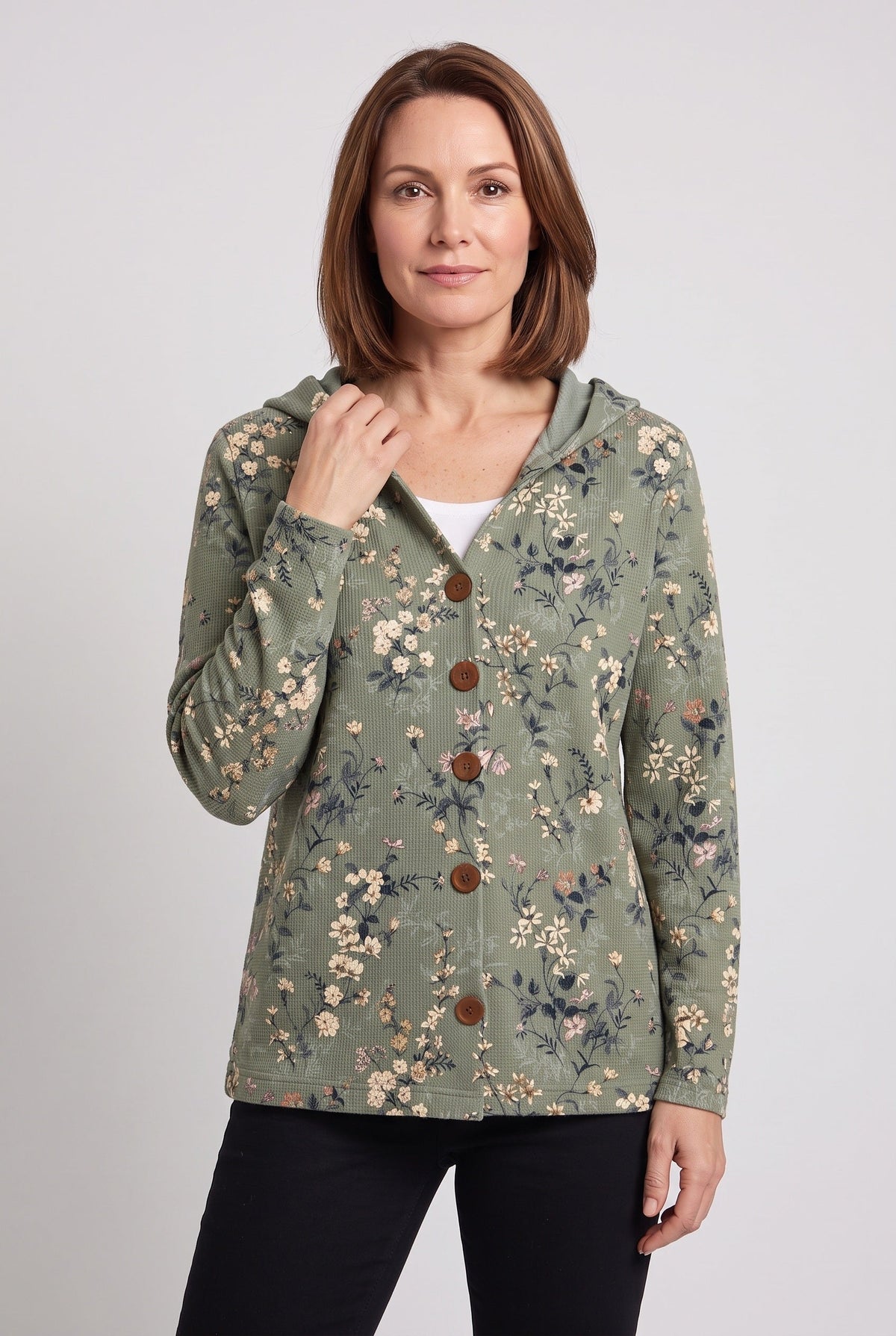 Women's Cardigan | Hooded Button-Front Longline