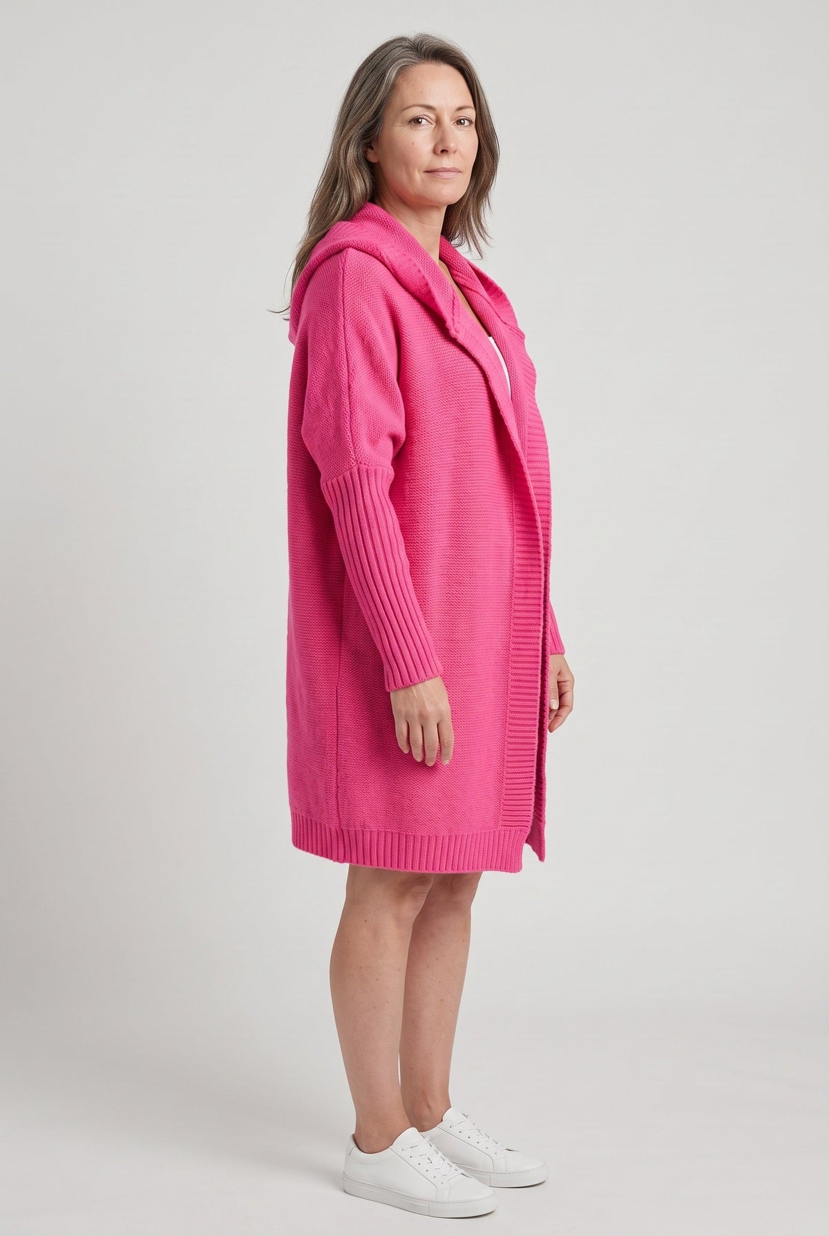 Women's Cardigan | Longline Open Front Drop Shoulder