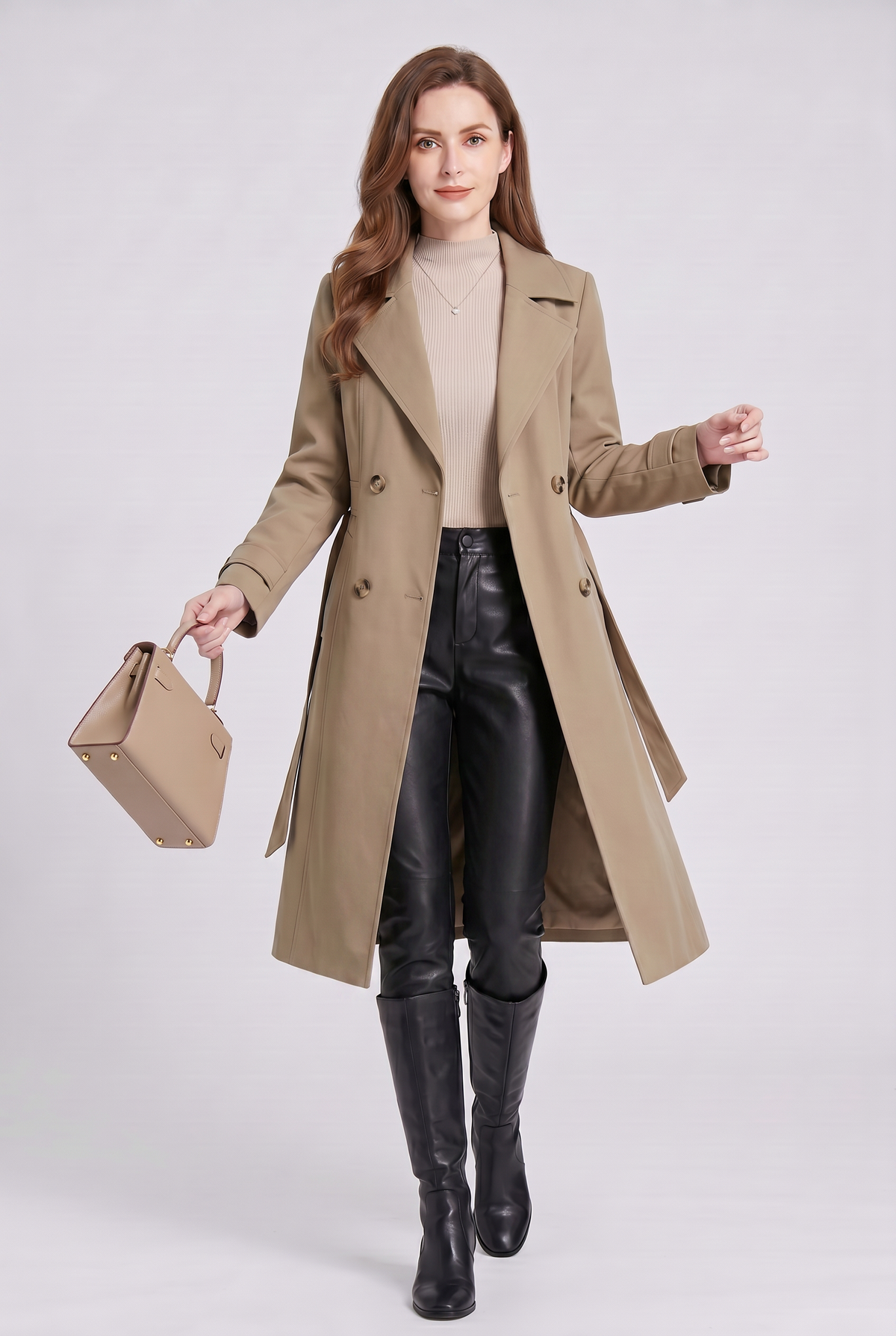 Women's Trench Coat | Double Breasted Longline Style