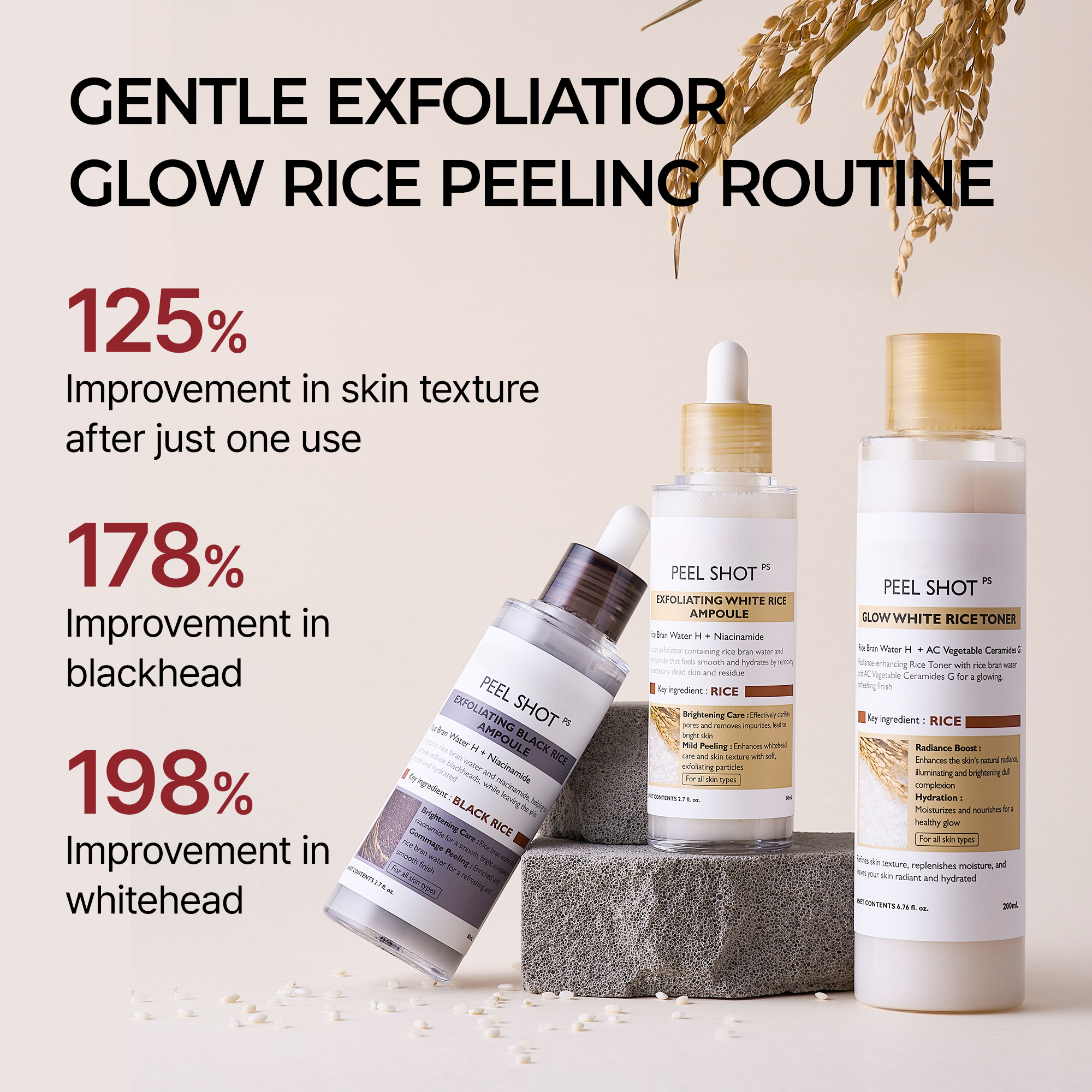 Set Peau Neuve Soin Coréen avec Niacinamide & Tonique au Riz pour peau terne  