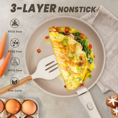 NONSTICK 22 Pcs Pots and Pans Set, Detachable Handle, Non Toxic RV