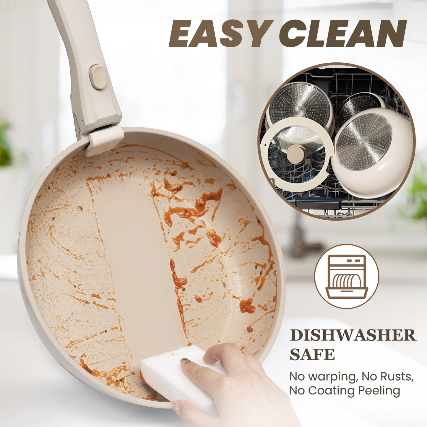 NONSTICK 22 Pcs Pots and Pans Set, Detachable Handle, Non Toxic RV