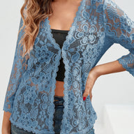Cassandra | Women's Open-Front Cardigan - Openwork Relaxed Drape