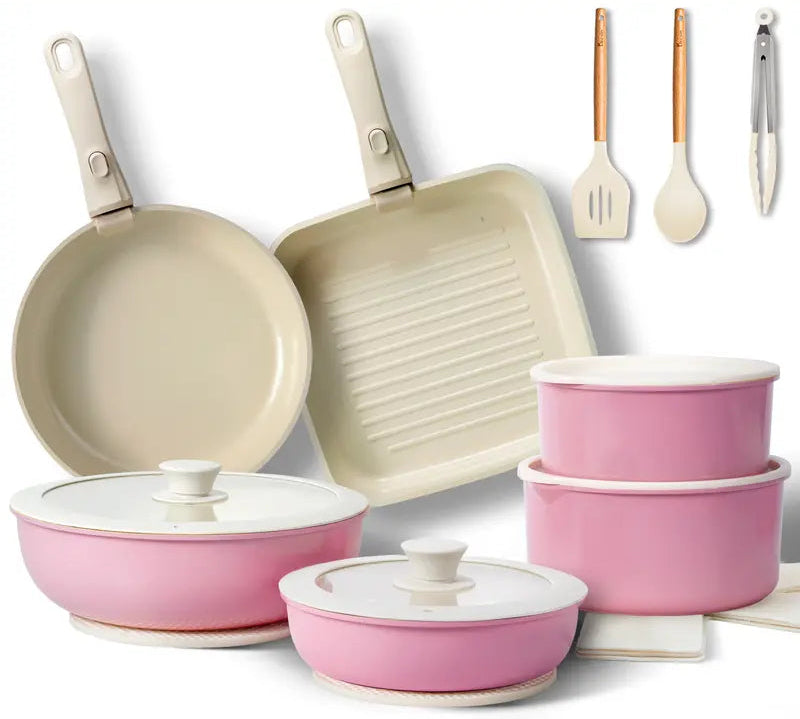 NONSTICK 22 Pcs Pots and Pans Set, Detachable Handle, Non Toxic RV