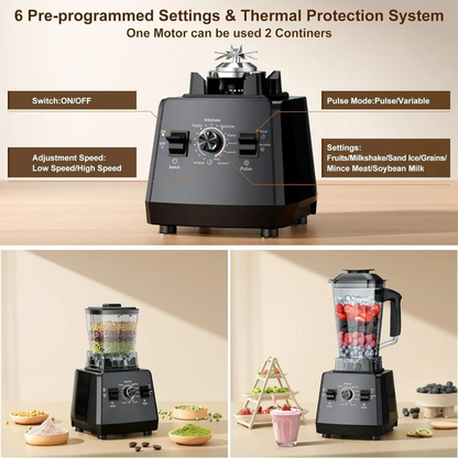 2400W Smoothie Blender & Grinder Combo, 25,000 RPM, 68oz BPA-Free