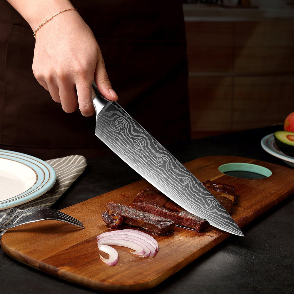 Professional Chef Knife Set, High-Carbon Steel, 15° Blades
