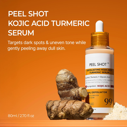 Peel Shot Kojic Acid Turmeric Duo for Dark Spots, Hyperpigmentation & Brightening