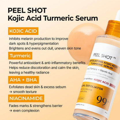 Peel Shot Kojic Acid Turmeric Duo for Dark Spots, Hyperpigmentation & Brightening