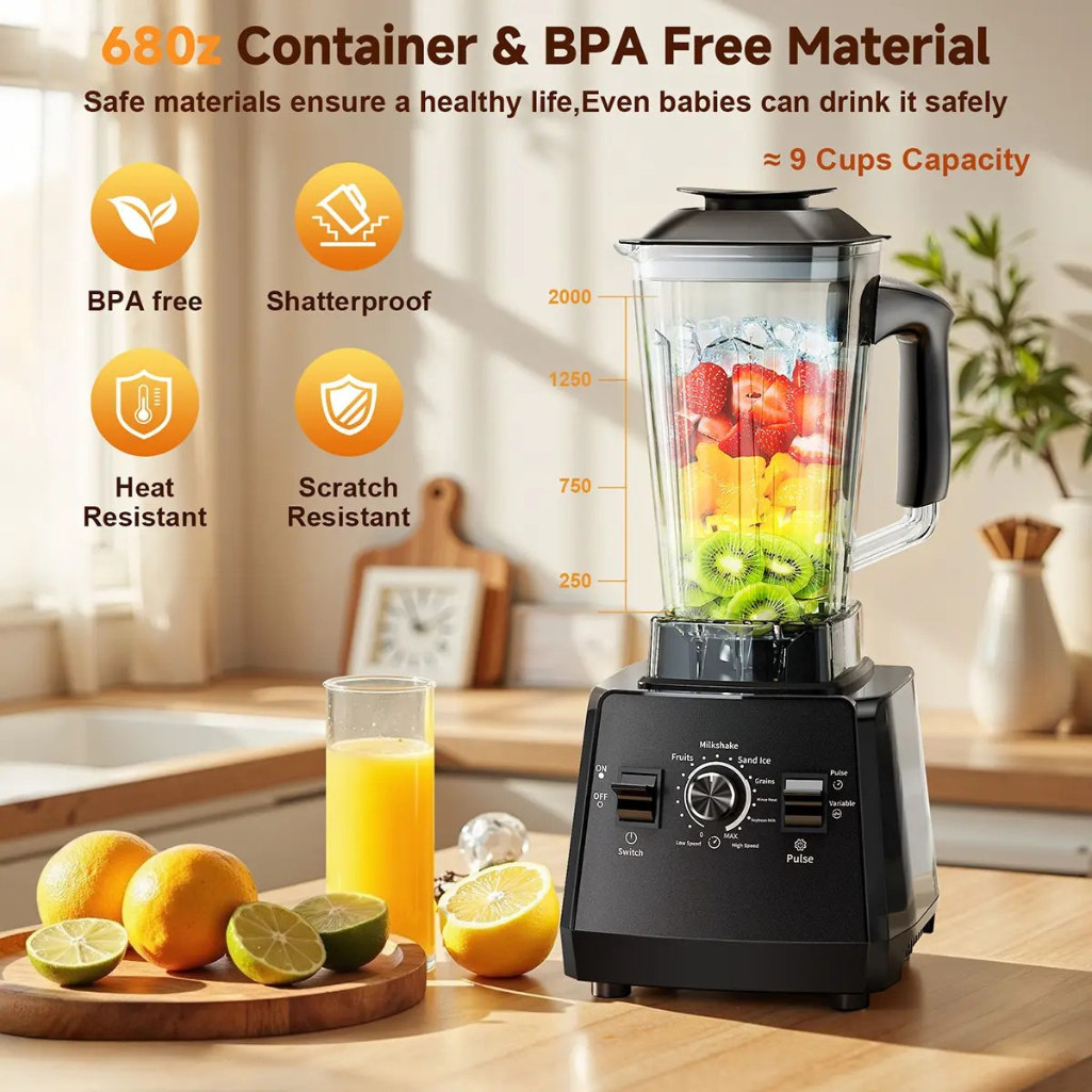 2400W Smoothie Blender & Grinder Combo, 25,000 RPM, 68oz BPA-Free