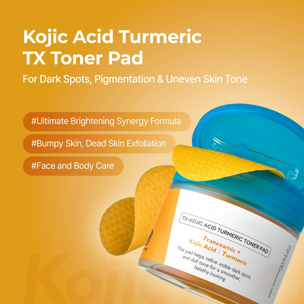 Tampons tonifiants Kojic Acid Turmeric TX pour taches brunes et teint irrégulier