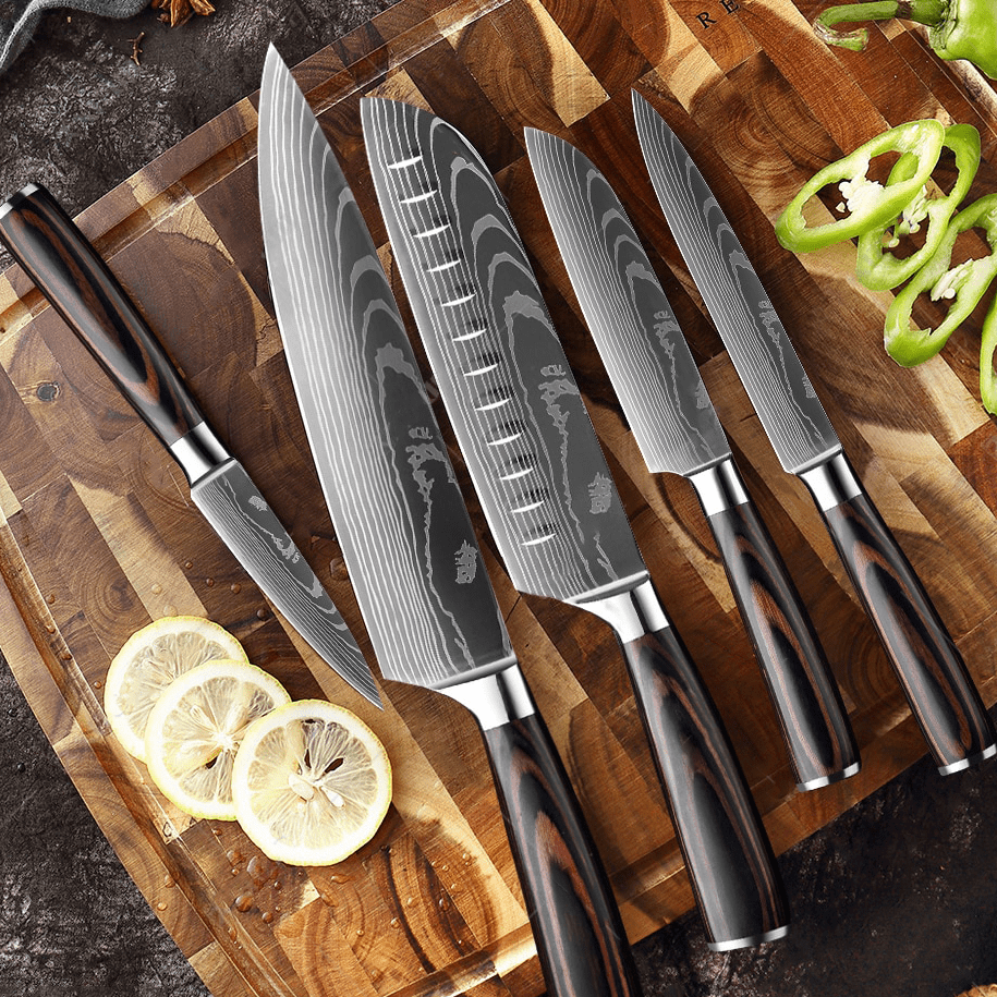 Professional Chef Knife Set, High-Carbon Steel, 15° Blades