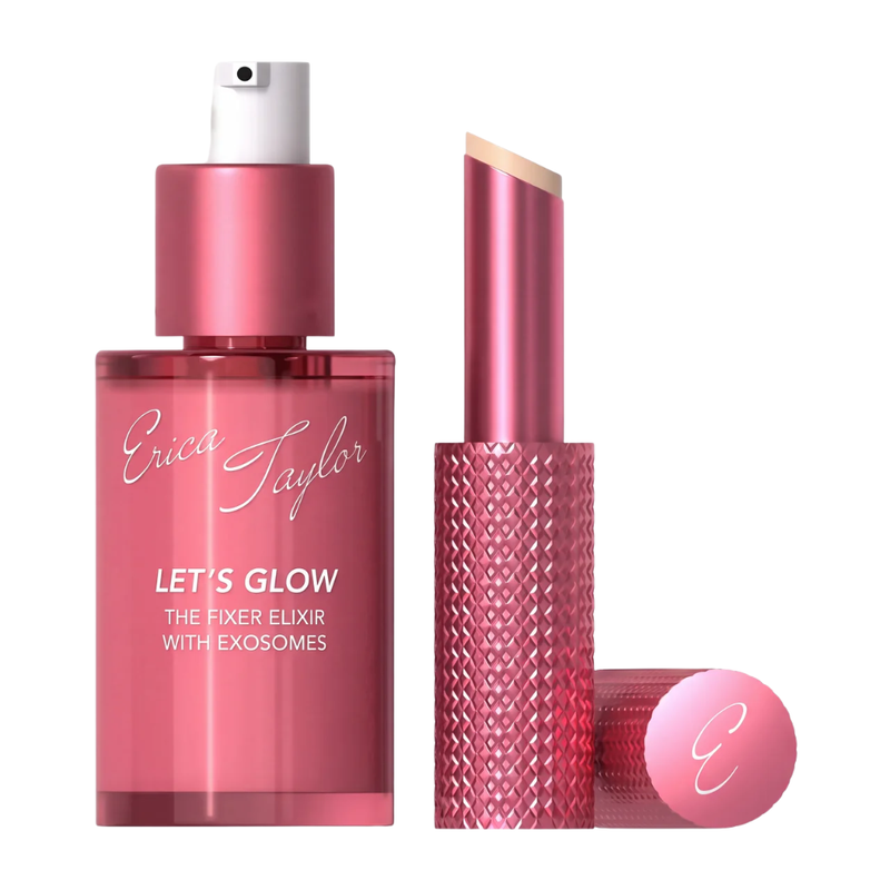 Let's Glow Fixer Elixir and Eye Balm Duo Korean Skincare with Hyaluronic Acid for Glow and Even Tone