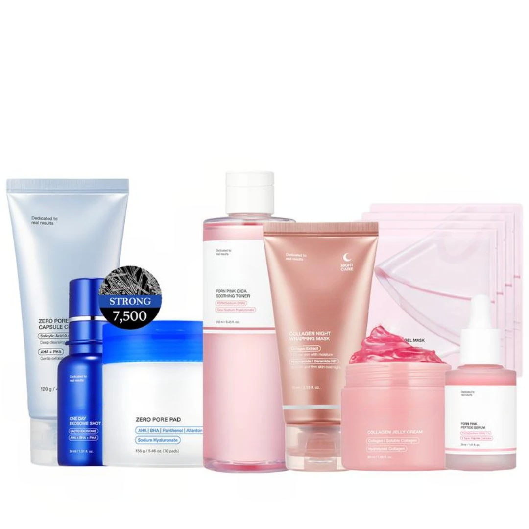 Affordable Glass Glow 8-Piece K-Beauty Skincare Set for Radiance, Hydration & Skin Renewal