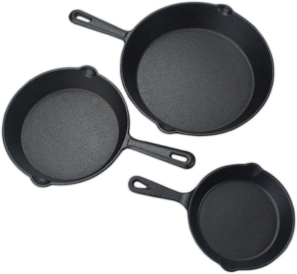 Pre-Seasoned Cast Iron Skillet Set - 3 Pcs