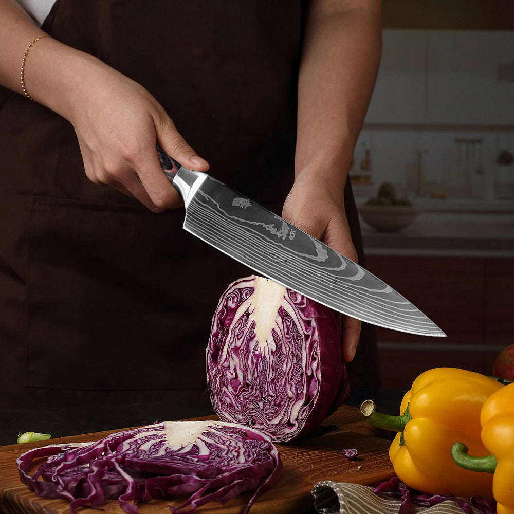 Professional Chef Knife Set, High-Carbon Steel, 15° Blades
