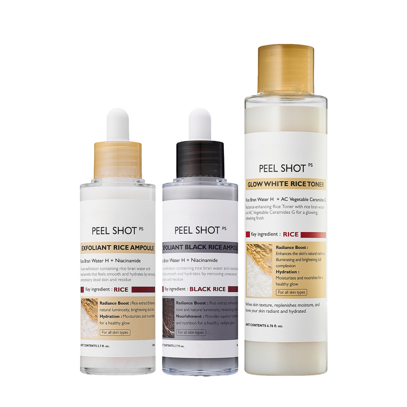 Peel Shot Korean Skincare Set with Niacinamide & Rice Toner for Dull Skin