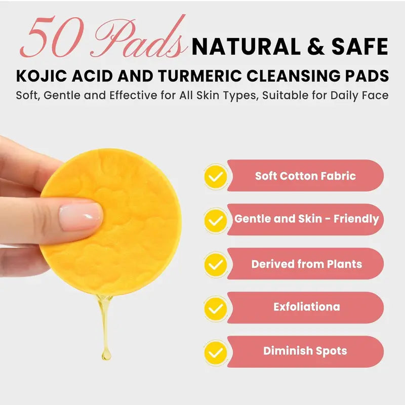 Kojic Acid Turmeric Cleansing Pads for Acne, Dark Spots and Hyperpigmentation