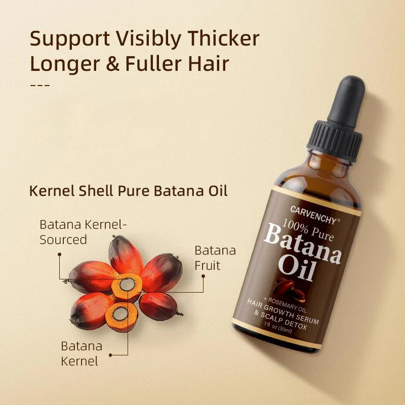 CARVENCHY Batana Oil with Rosemary Oil for Stronger Hair, Frizz Control & Shine