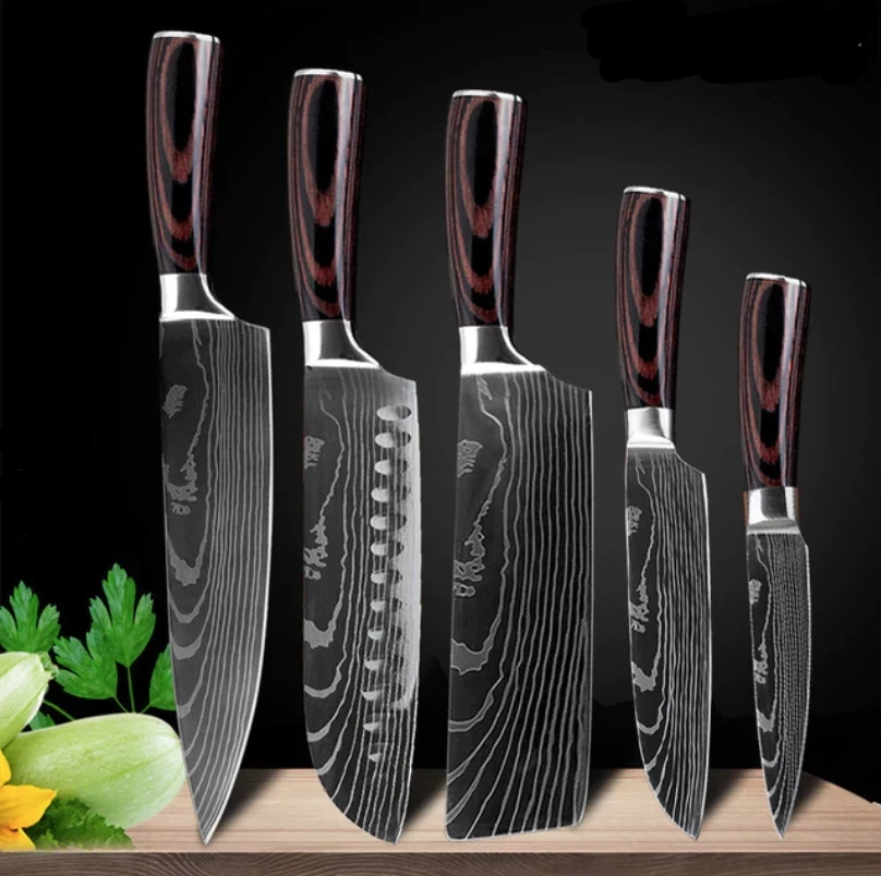 Professional Chef Knife Set, High-Carbon Steel, 15° Blades