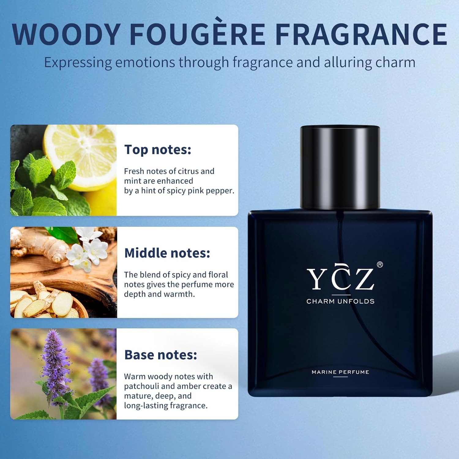 YCZ Charm Unfolds Marine Eau de Parfum Unisex Scent 50mL / 1.7 fl oz