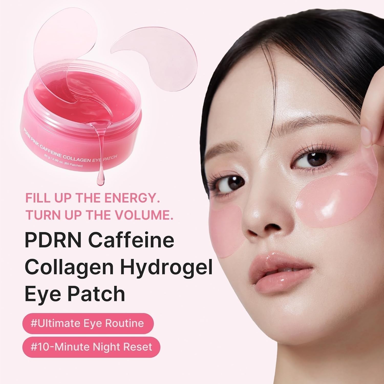PDRN Pink Caffeine Collagen Eye Patch for Puffiness, Dark Circles & Hydration