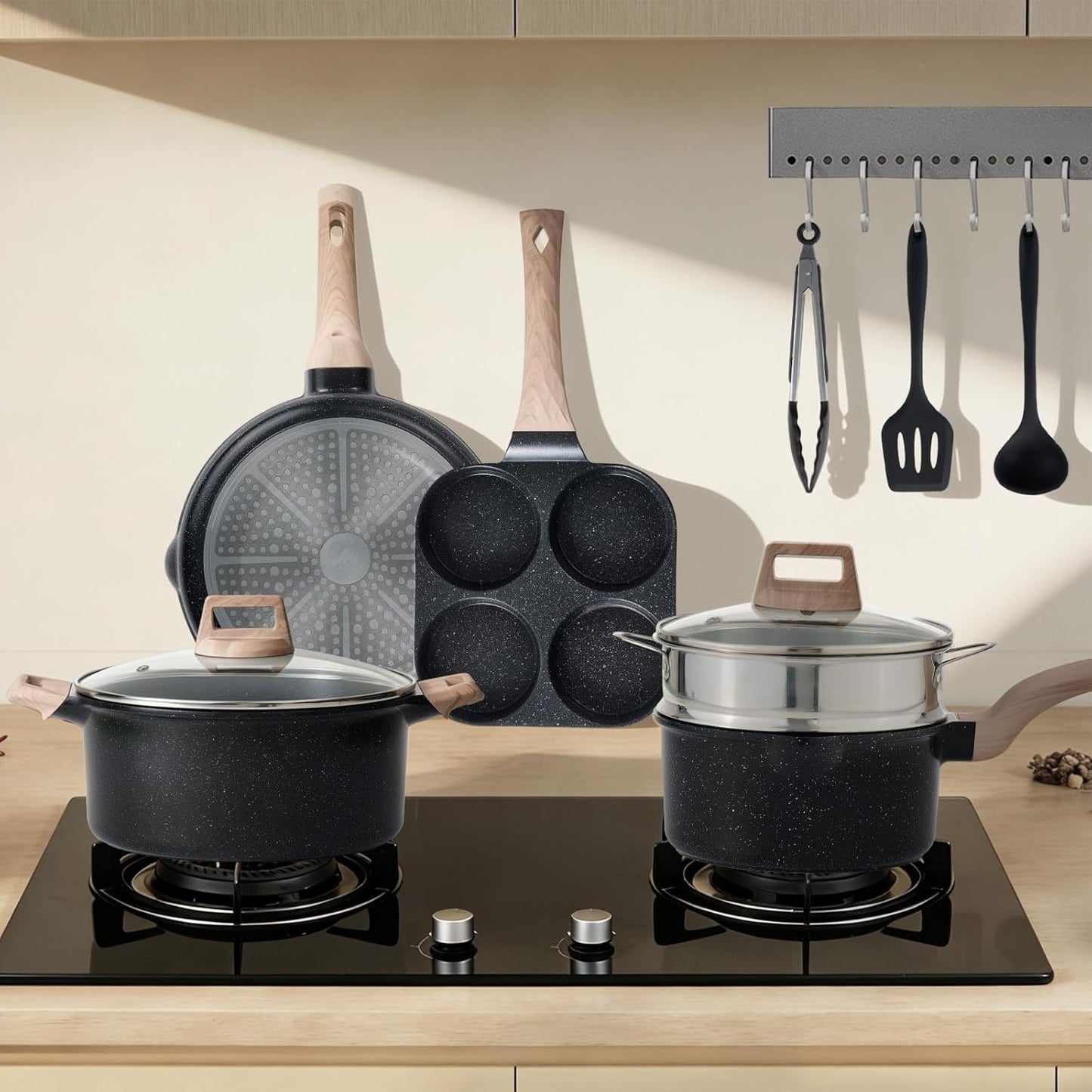 25 Pcs Nonstick Cookware Set, Induction, Non-Toxic, PFOA-Free