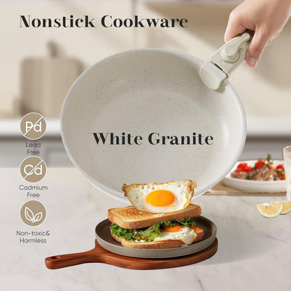 12 Pcs Nonstick Pots and Pans Set, Detachable Handle, Induction