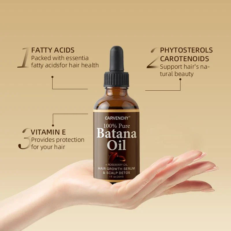CARVENCHY Batana Oil with Rosemary Oil for Stronger Hair, Frizz Control & Shine