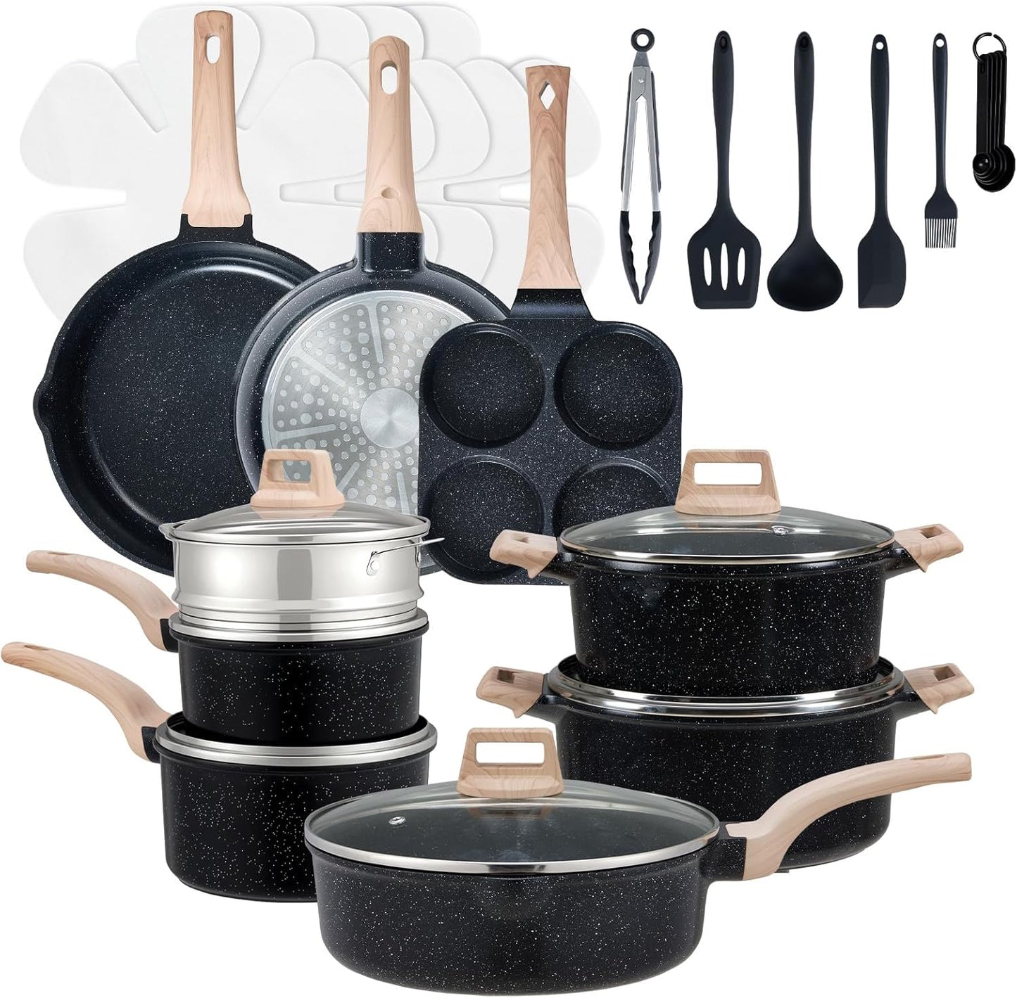25 Pcs Nonstick Cookware Set, Induction, Non-Toxic, PFOA-Free