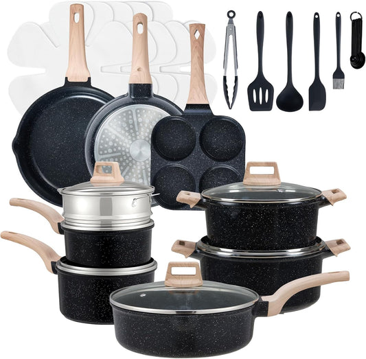 25 Pcs Nonstick Cookware Set, Induction, Non-Toxic, PFOA-Free