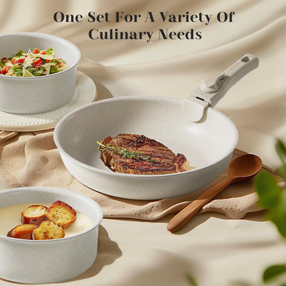 12 Pcs Nonstick Pots and Pans Set, Detachable Handle, Induction