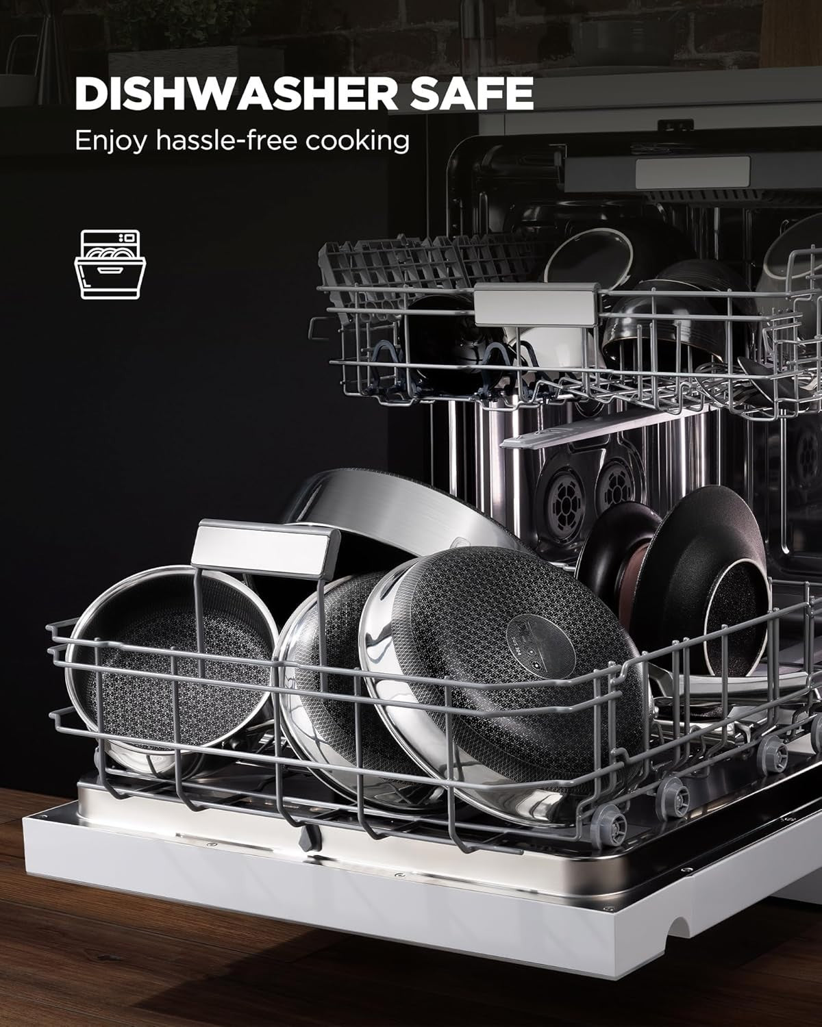 10 Pcs Hybrid Stainless Steel Nonstick Cookware Set, PFOA-Free
