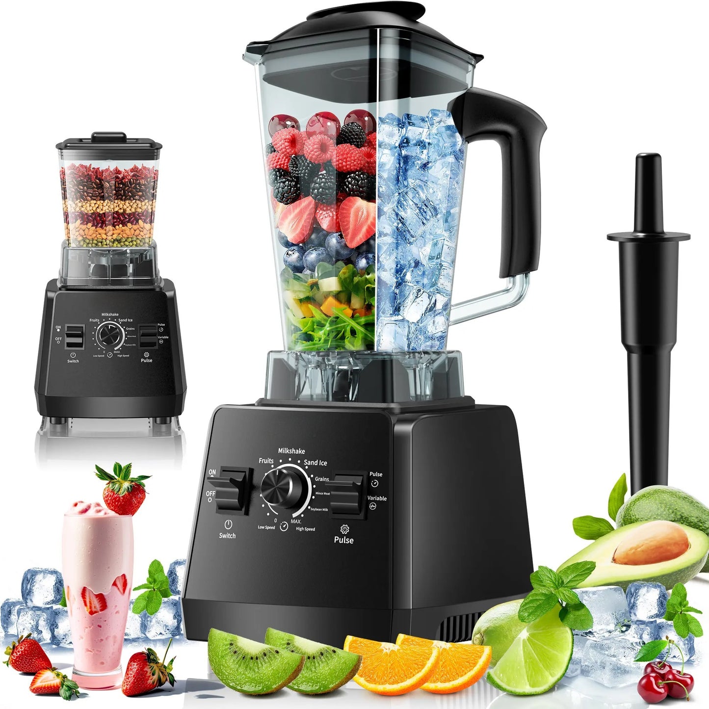 2400W Smoothie Blender & Grinder Combo, 25,000 RPM, 68oz BPA-Free