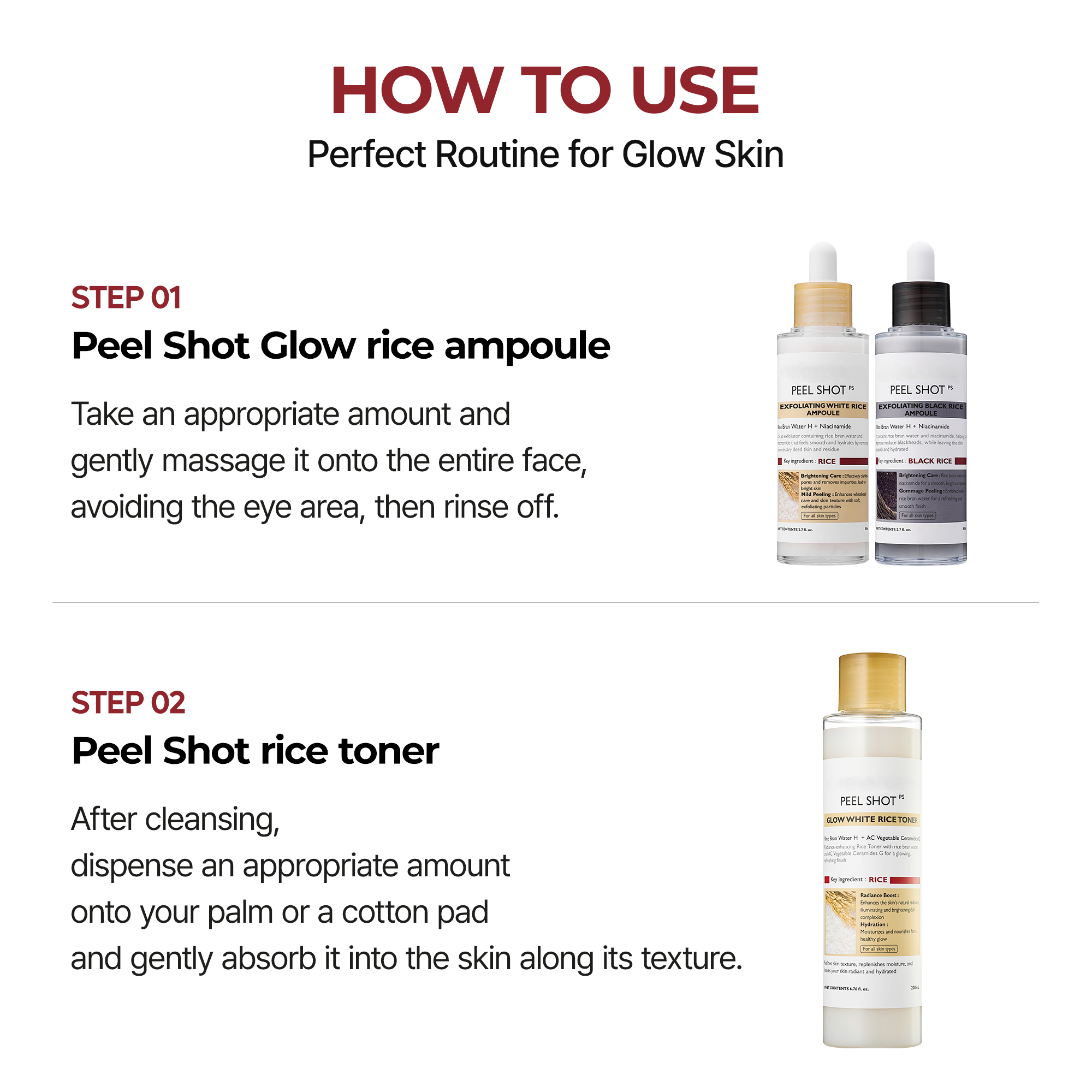 Set Peau Neuve Soin Coréen avec Niacinamide & Tonique au Riz pour peau terne  