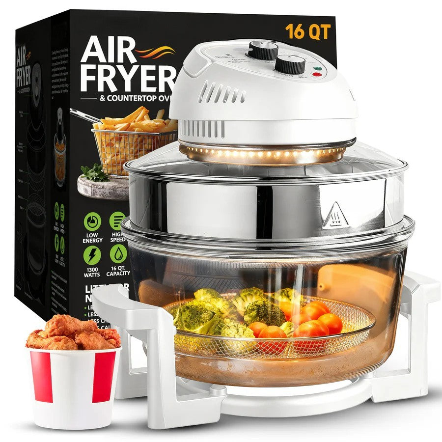 Glass Air Fryer XL - 16 Quart Oil-Less Convection Oven, Crispier Cooking