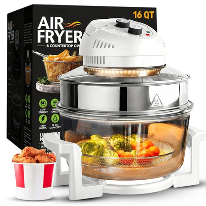 Glass Air Fryer XL - 16 Quart Oil-Less Convection Oven, Crispier Cooking