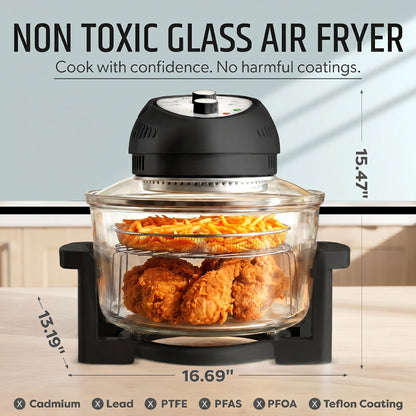 Glass Air Fryer XL - 16 Quart Oil-Less Convection Oven, Crispier Cooking