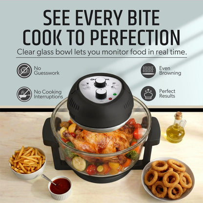 Glass Air Fryer XL - 16 Quart Oil-Less Convection Oven, Crispier Cooking