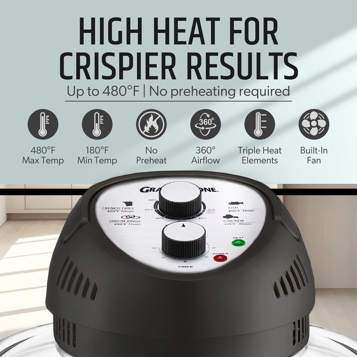 Glass Air Fryer XL - 16 Quart Oil-Less Convection Oven, Crispier Cooking