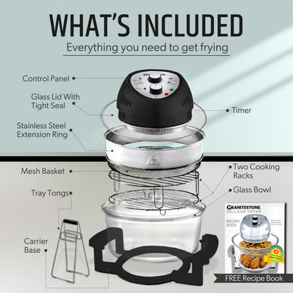 Glass Air Fryer XL - 16 Quart Oil-Less Convection Oven, Crispier Cooking