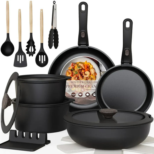 20-Pc Nonstick Pots and Pans Set, Detachable Handle, Stackable RV