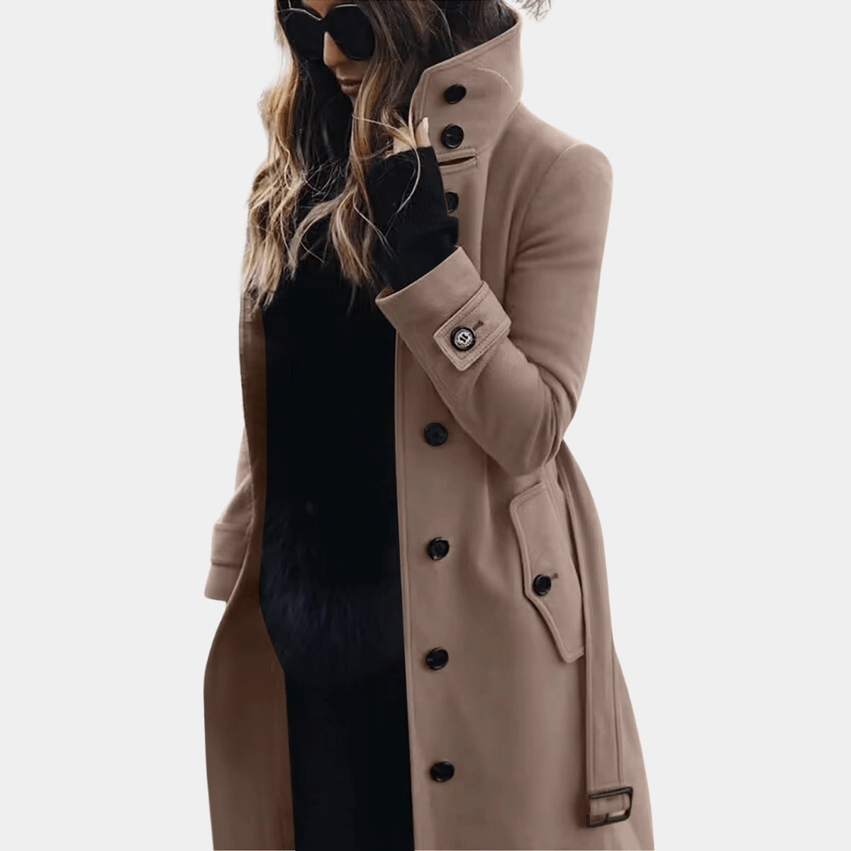 Avery | Women's Trench Coat - Stand Collar Statement Outerwear