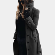 Avery | Women's Trench Coat - Stand Collar Statement Outerwear