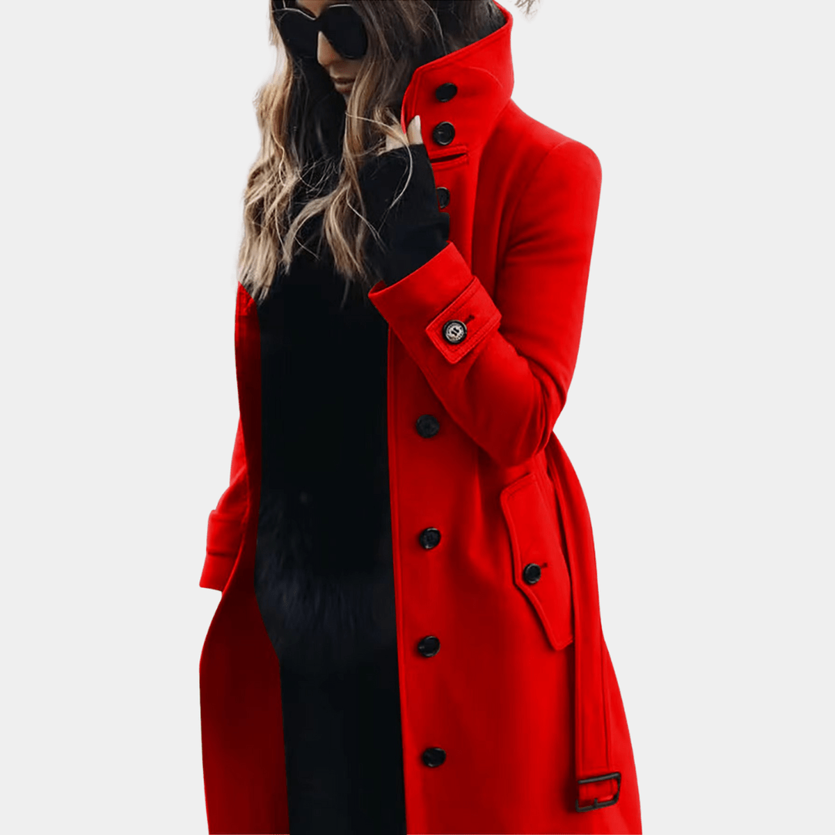 Avery | Women's Trench Coat - Stand Collar Statement Outerwear